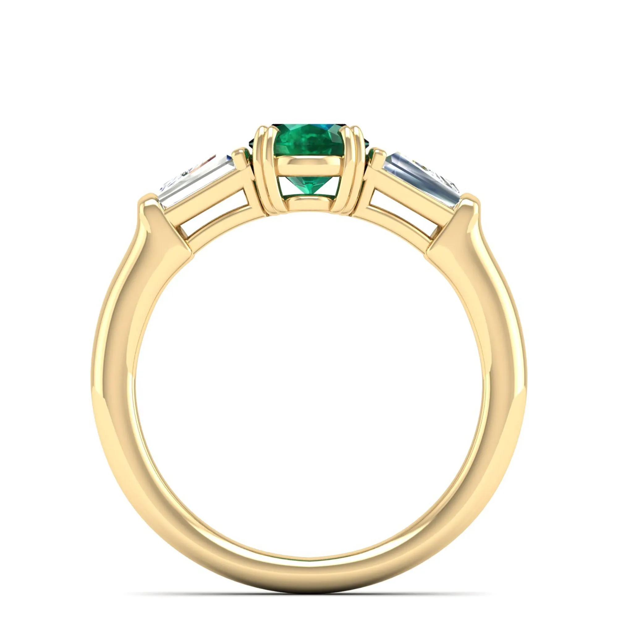Emerald and Tapered Baguette Diamond Ring