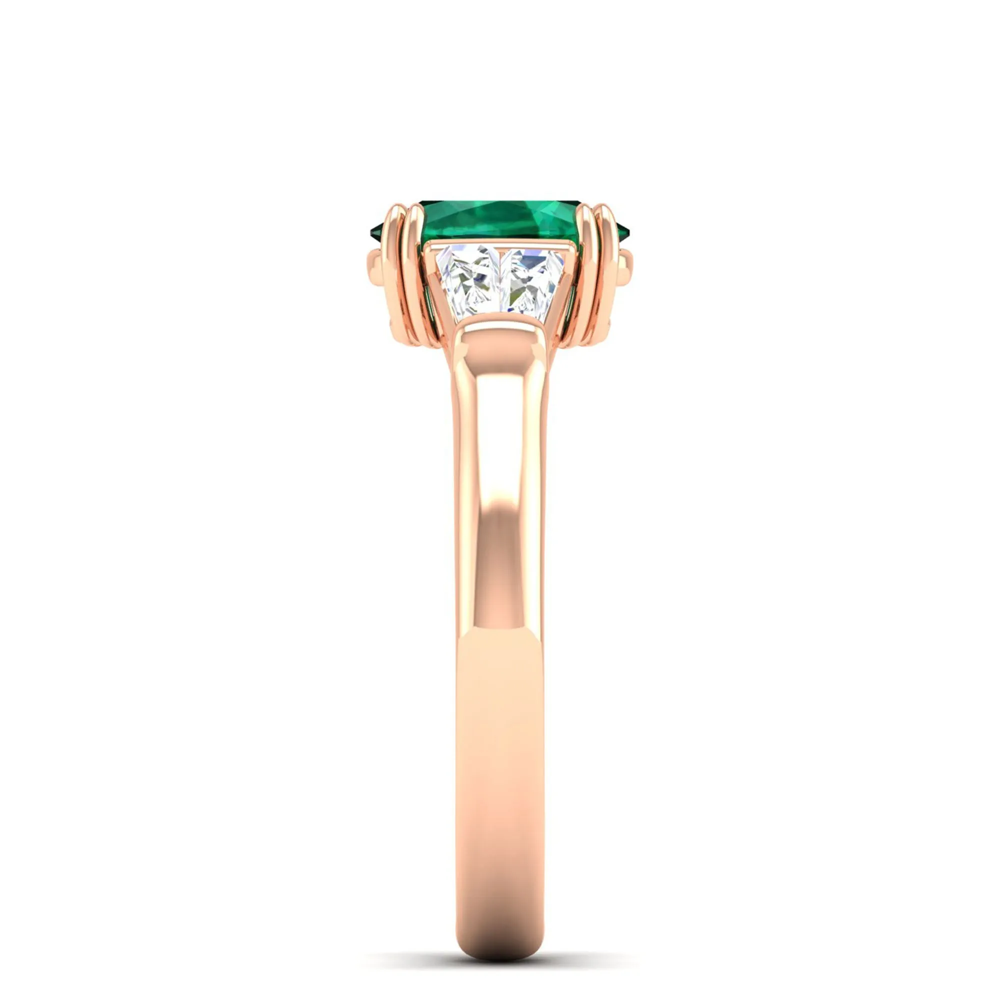 Emerald and Tapered Baguette Diamond Ring