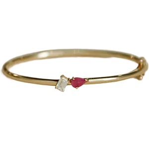 Emerald Cut Diamond & Ruby Bracelet