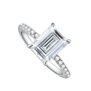 Emerald-cut Diamond Half-eternity Engagement Ring