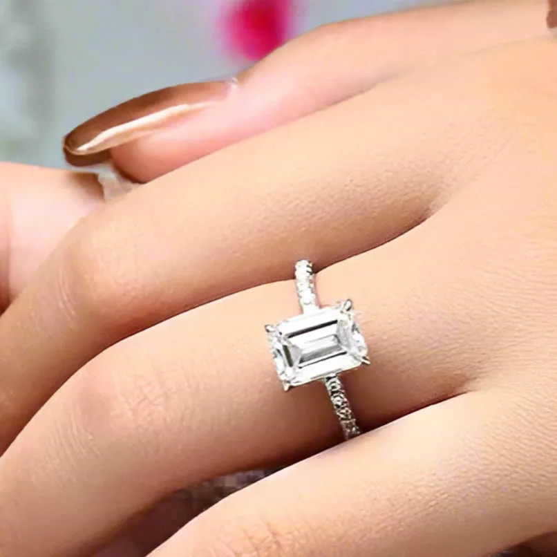 Emerald-cut Diamond Half-eternity Engagement Ring