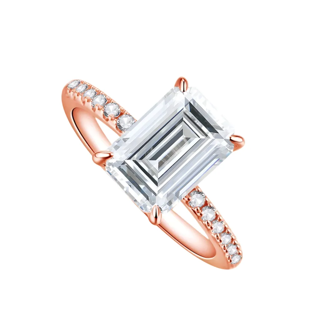Emerald-cut Diamond Half-eternity Engagement Ring