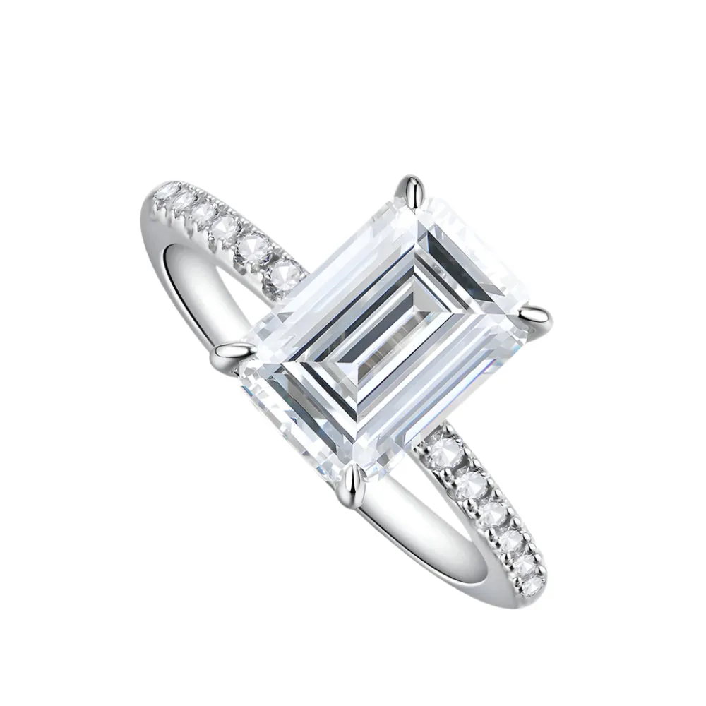 Emerald-cut Diamond Half-eternity Engagement Ring