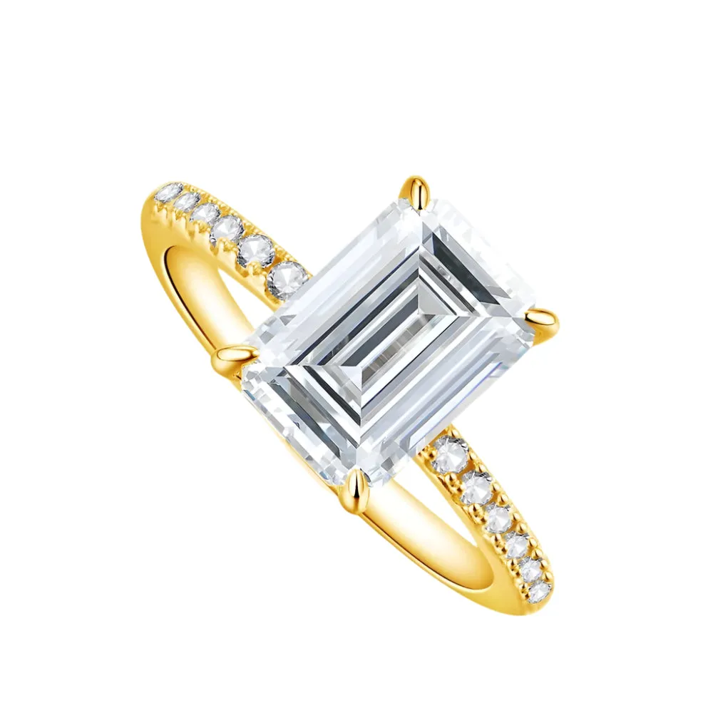Emerald-cut Diamond Half-eternity Engagement Ring