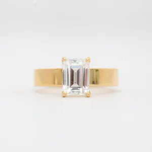 Emerald Cut Four-Prong Temple Solitaire