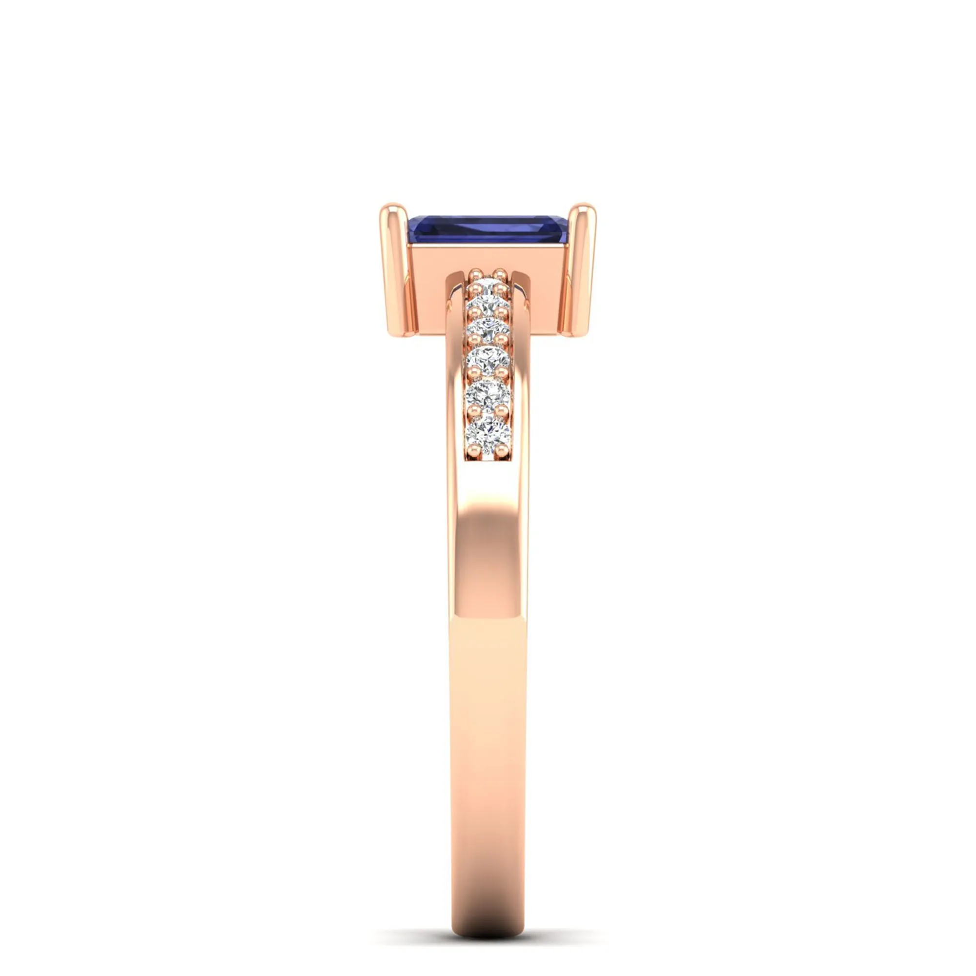 Emerald Cut Tanzanite and Diamond Ring
