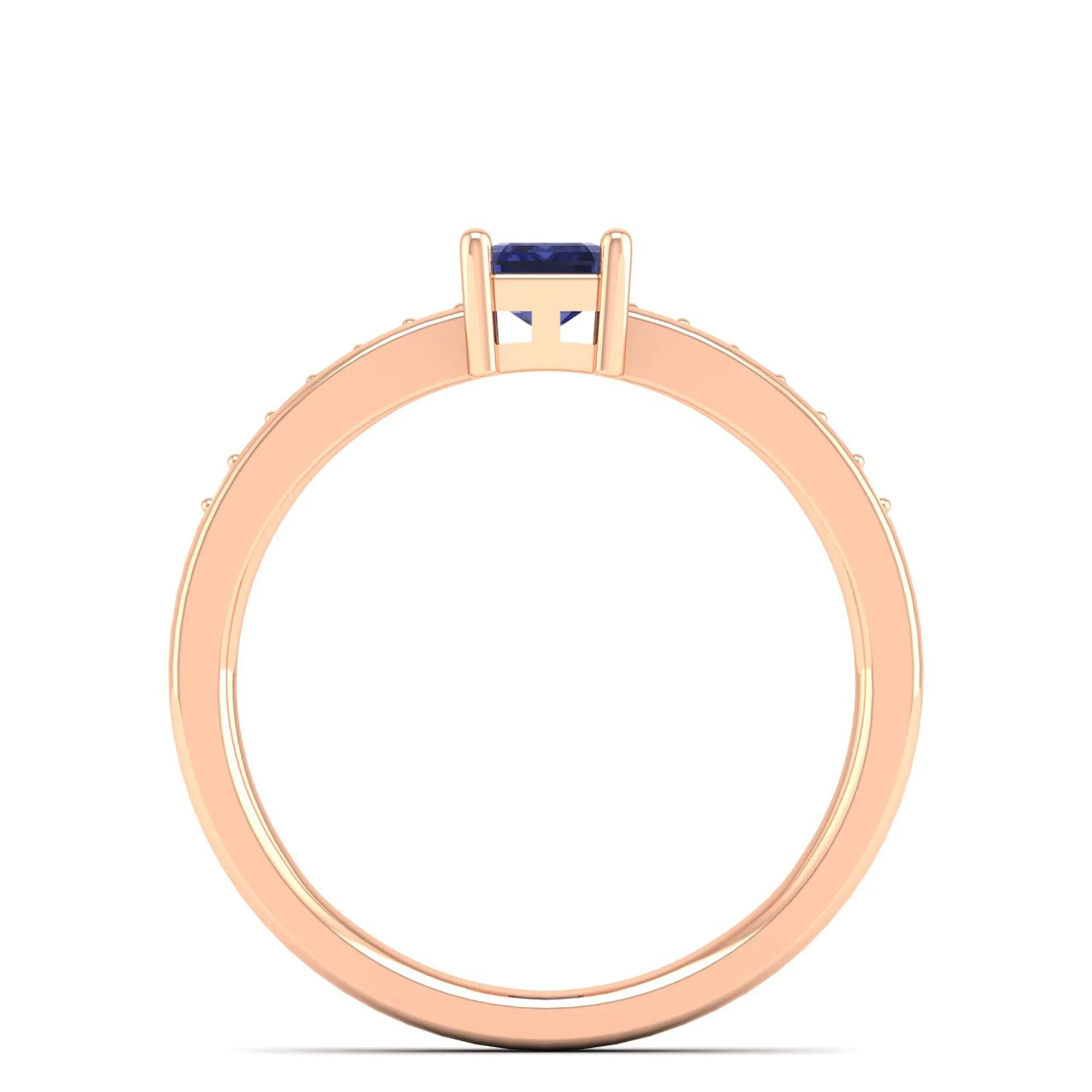 Emerald Cut Tanzanite and Diamond Ring