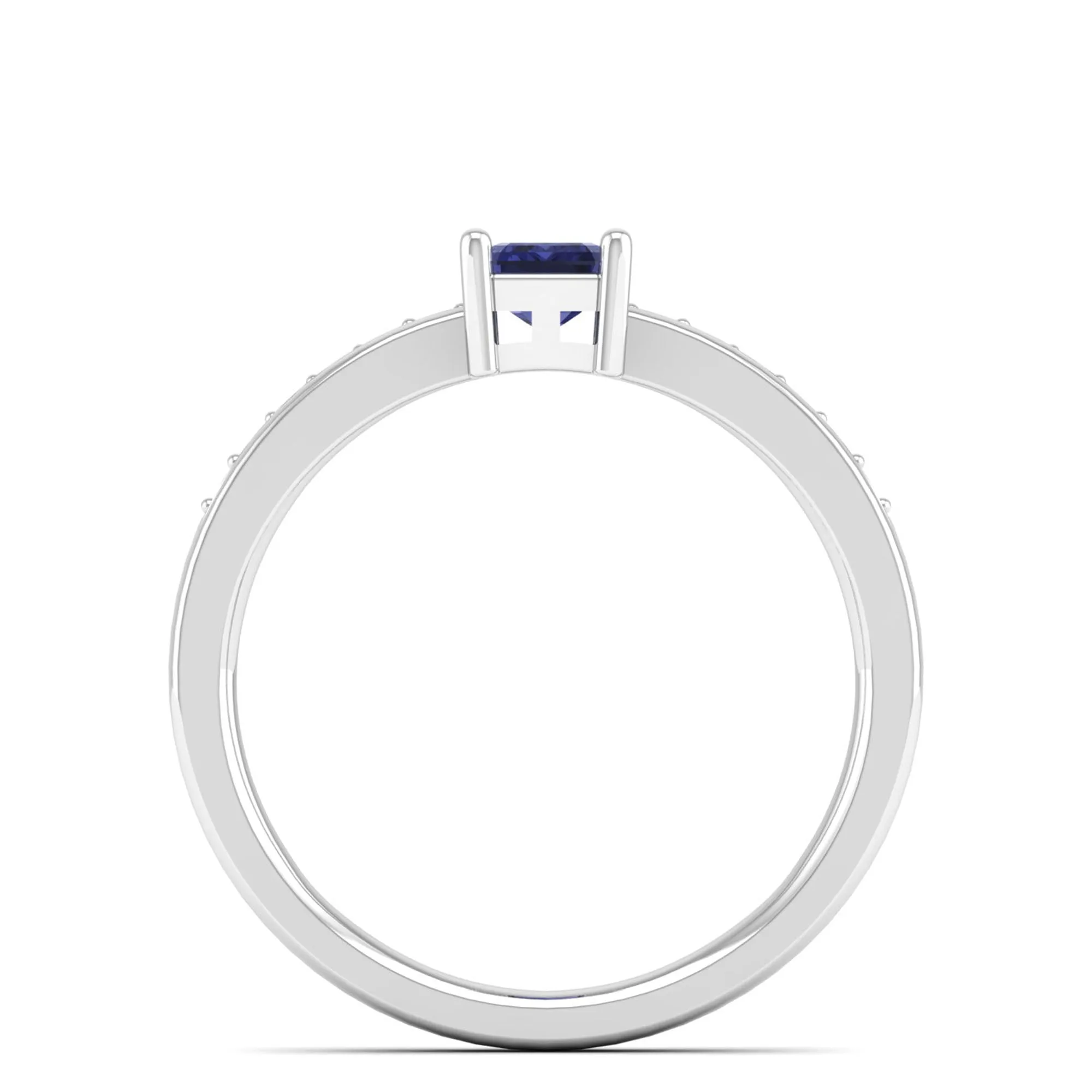 Emerald Cut Tanzanite and Diamond Ring