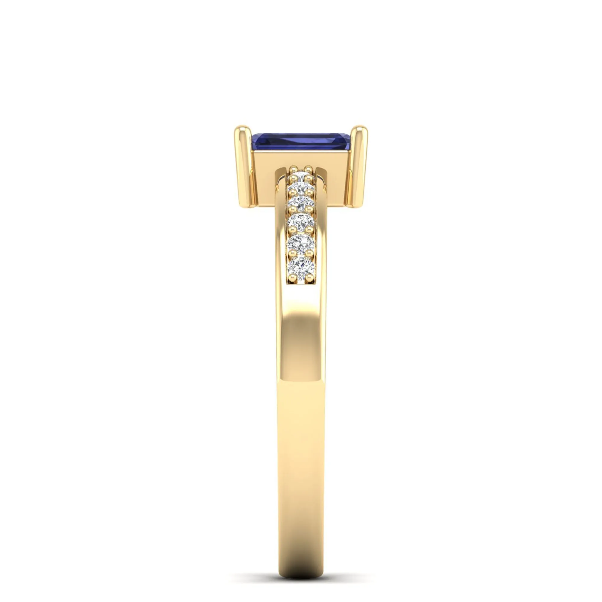 Emerald Cut Tanzanite and Diamond Ring