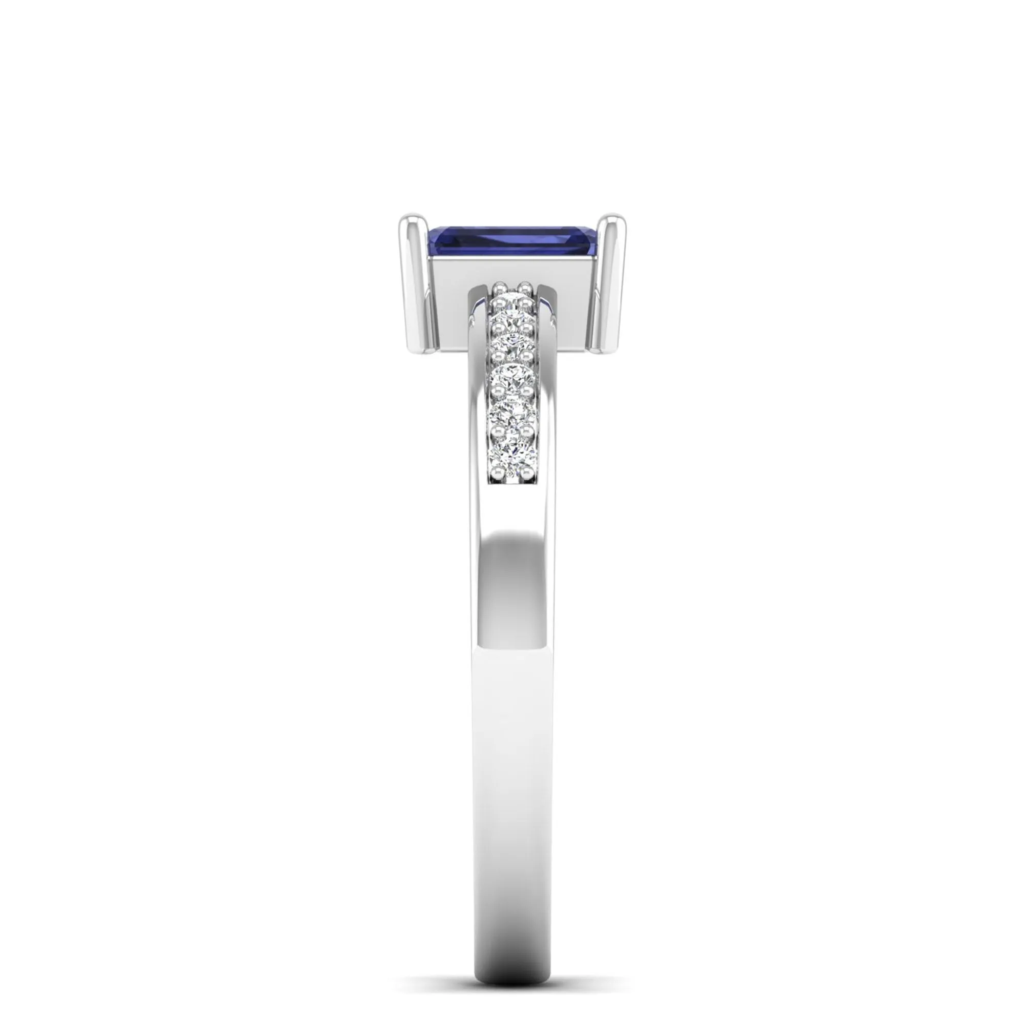 Emerald Cut Tanzanite and Diamond Ring