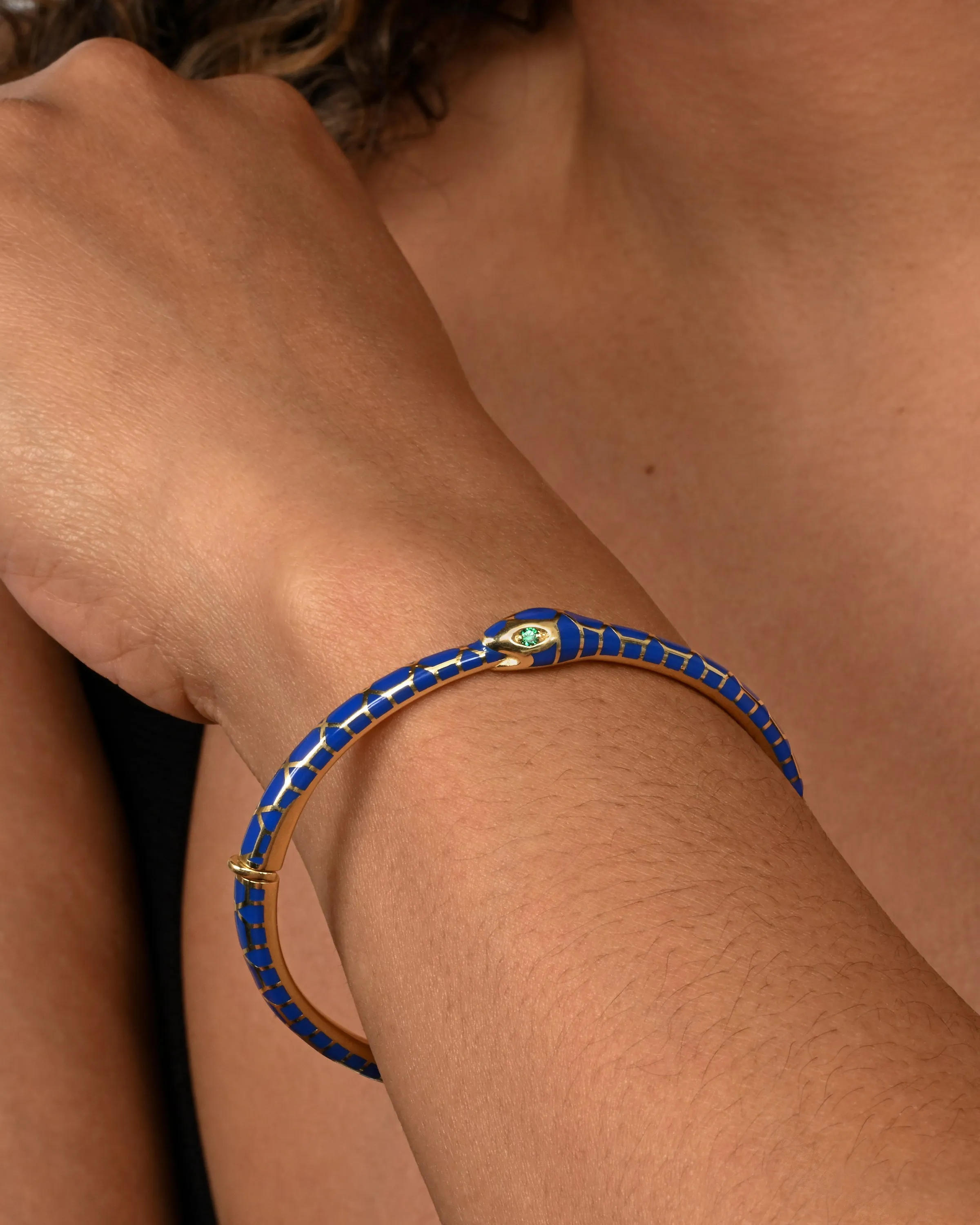 Emerald Eyed Ouroboros Enamel Bracelet