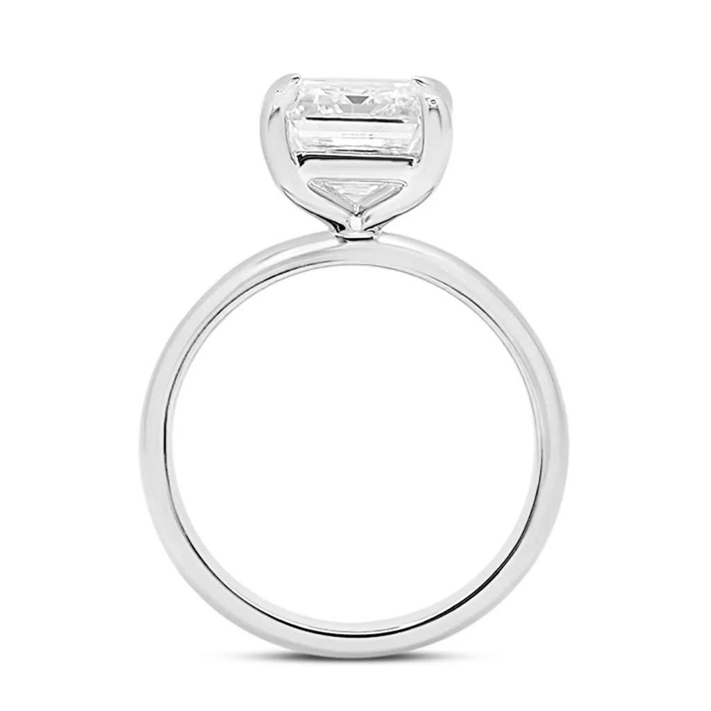 Emerald Moissanite Solitaire Engagement Ring