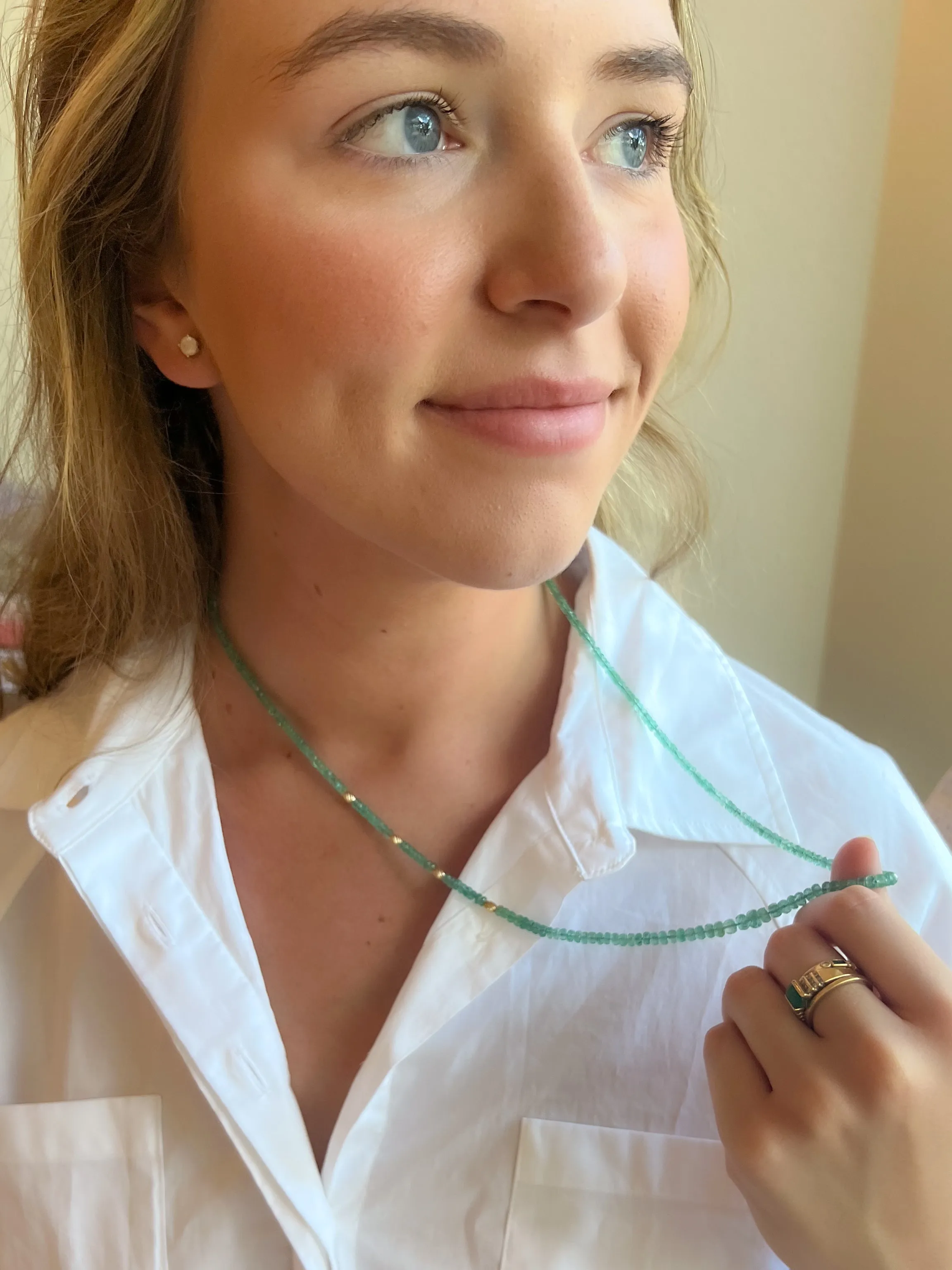 Emerald Necklace with Gold Accents