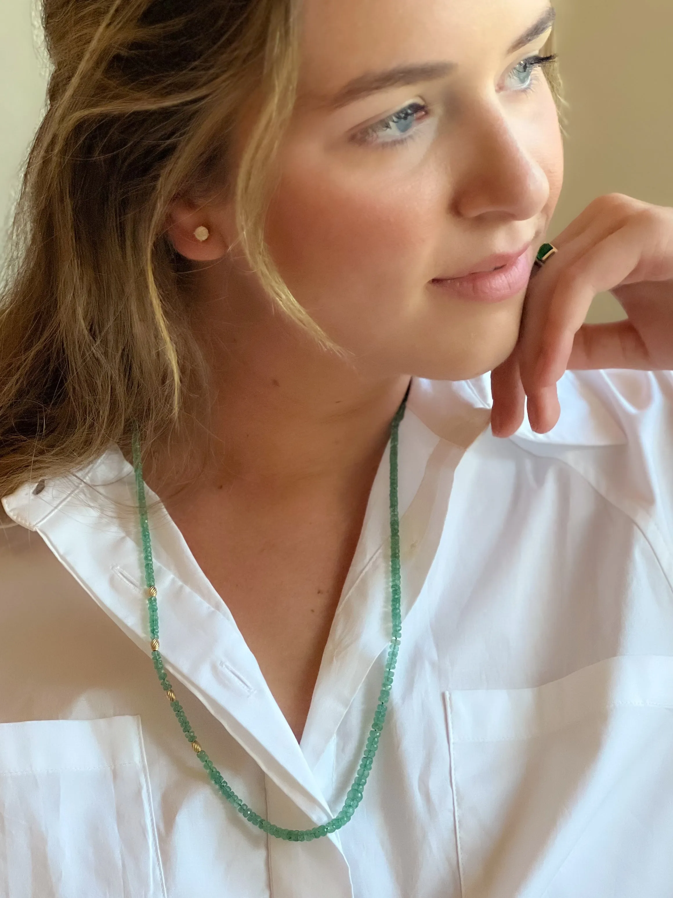 Emerald Necklace with Gold Accents