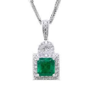 Emerald Pendant Necklace - 18K White Gold - 2.37ct