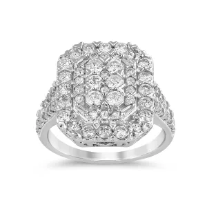 Emerald Shape Ring with 1.50ct of Diamonds in 9ct White Gold