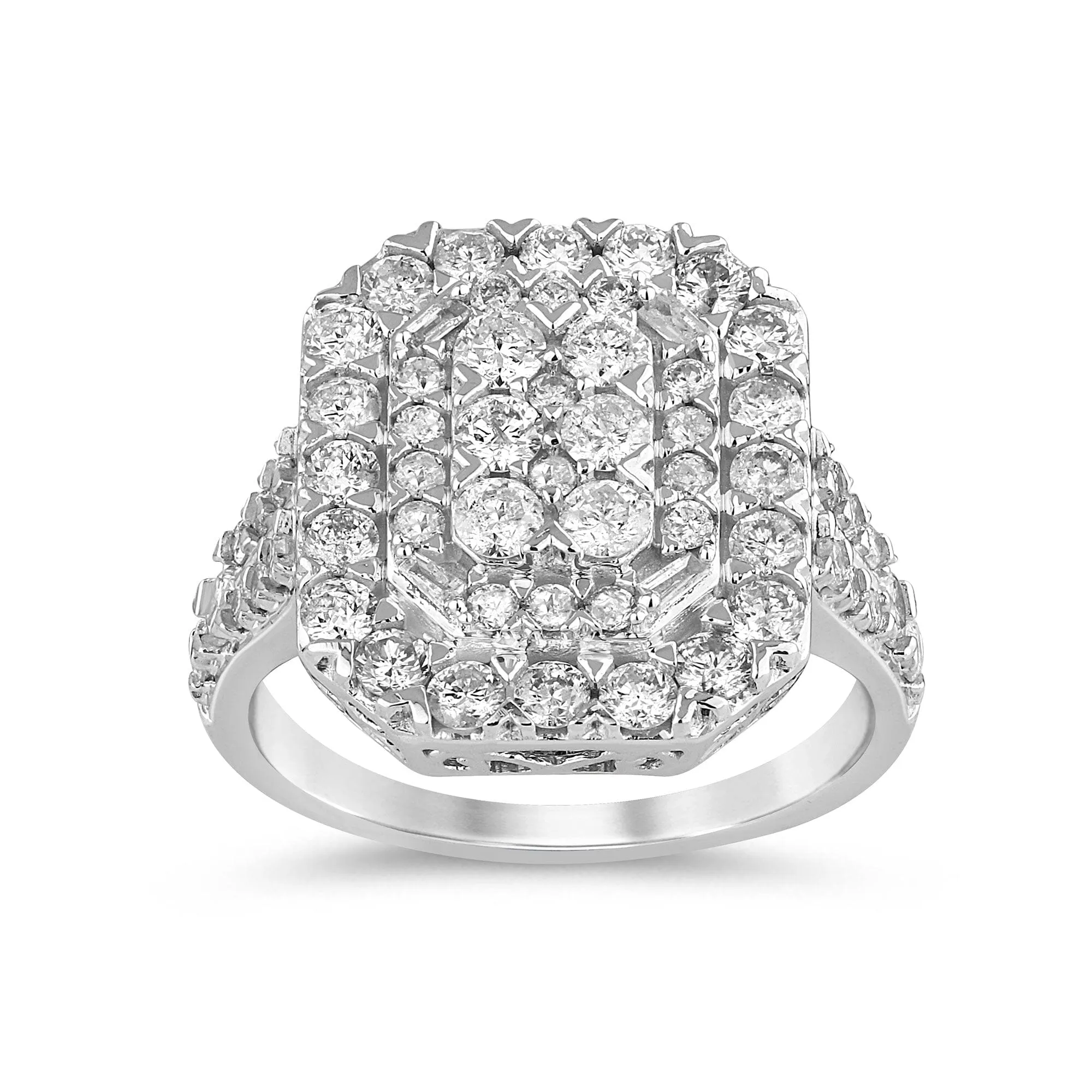 Emerald Shape Ring with 1.50ct of Diamonds in 9ct White Gold