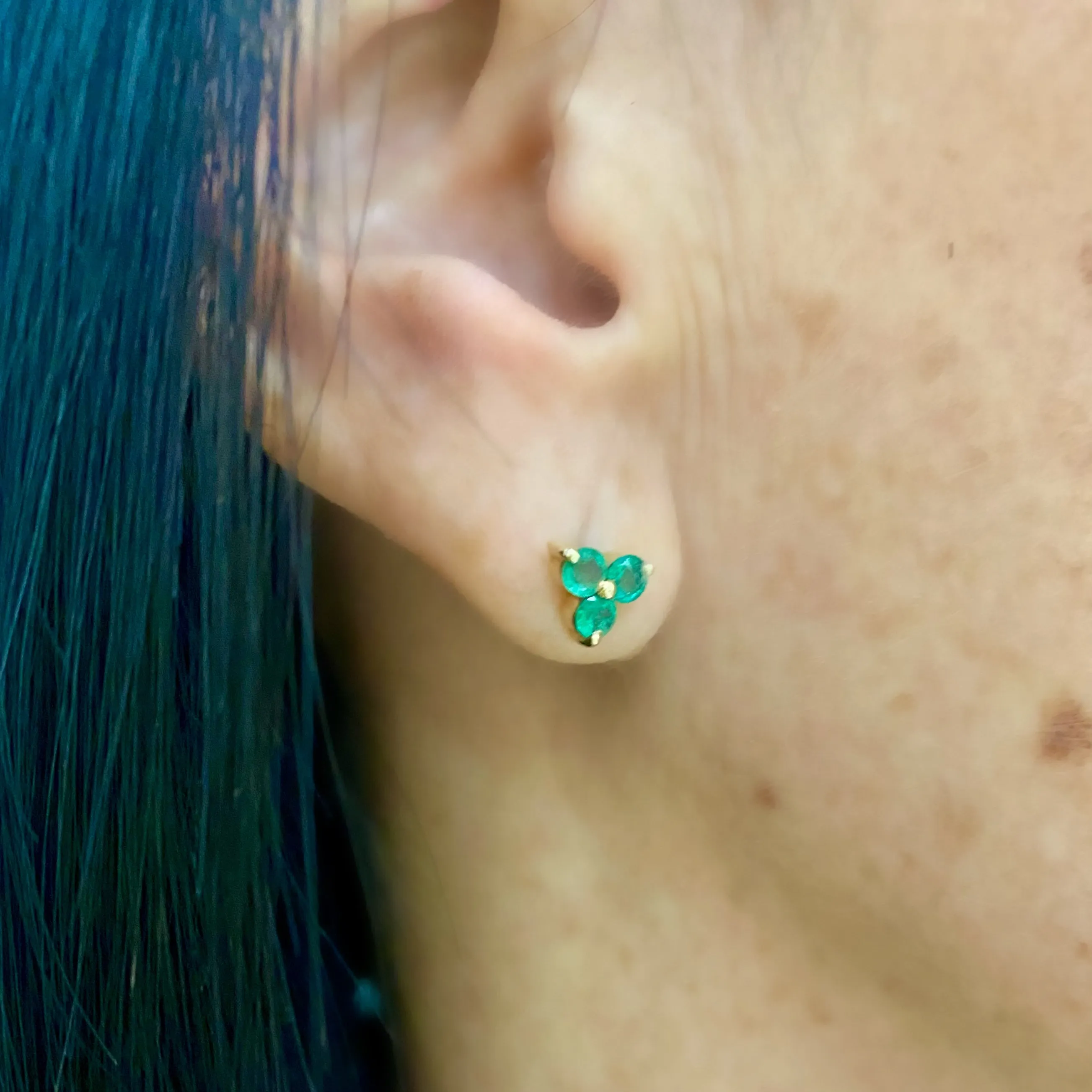 Emerald Trio Studs