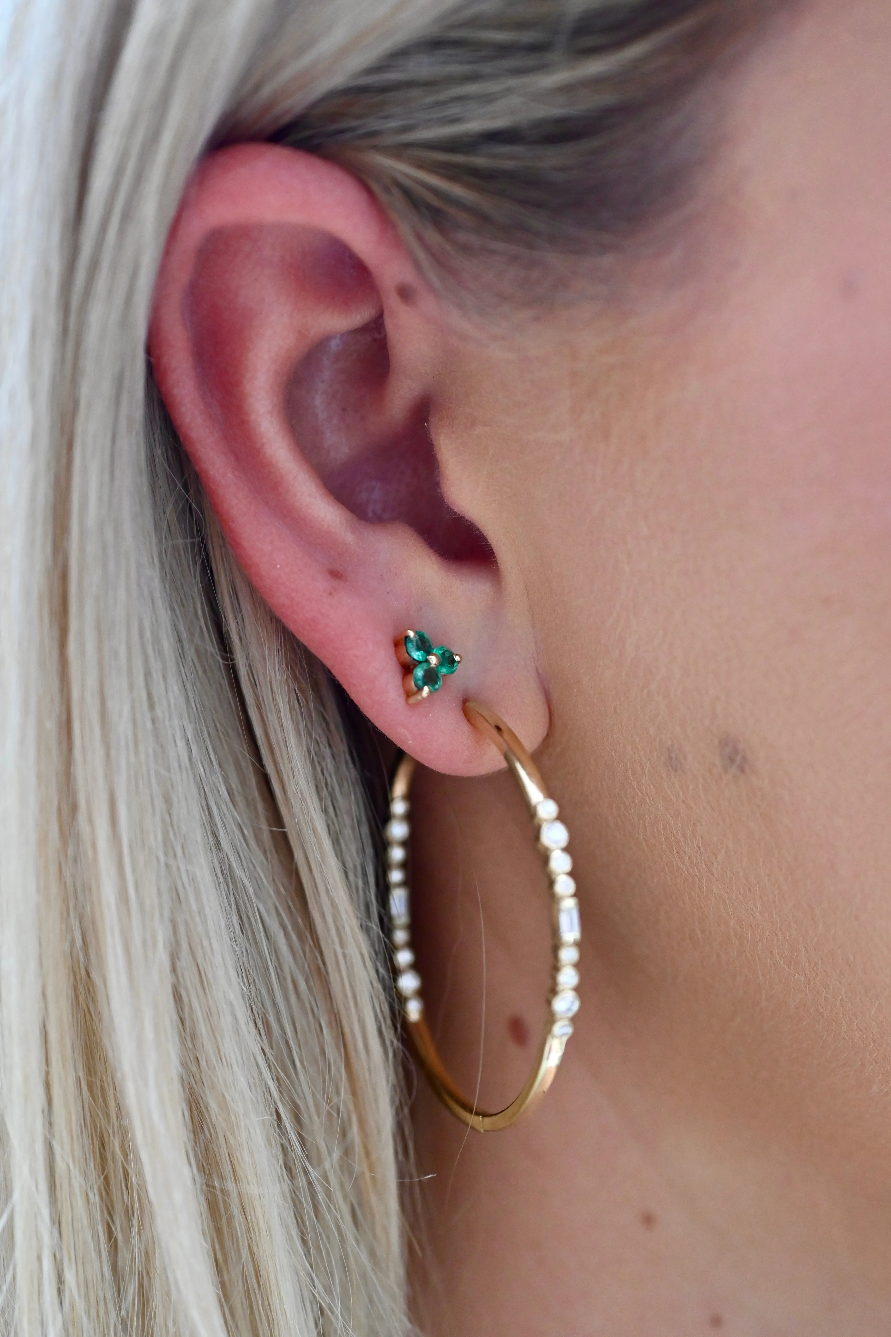 Emerald Trio Studs