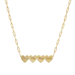 Engravable Multi Heart Paper Clip Necklace