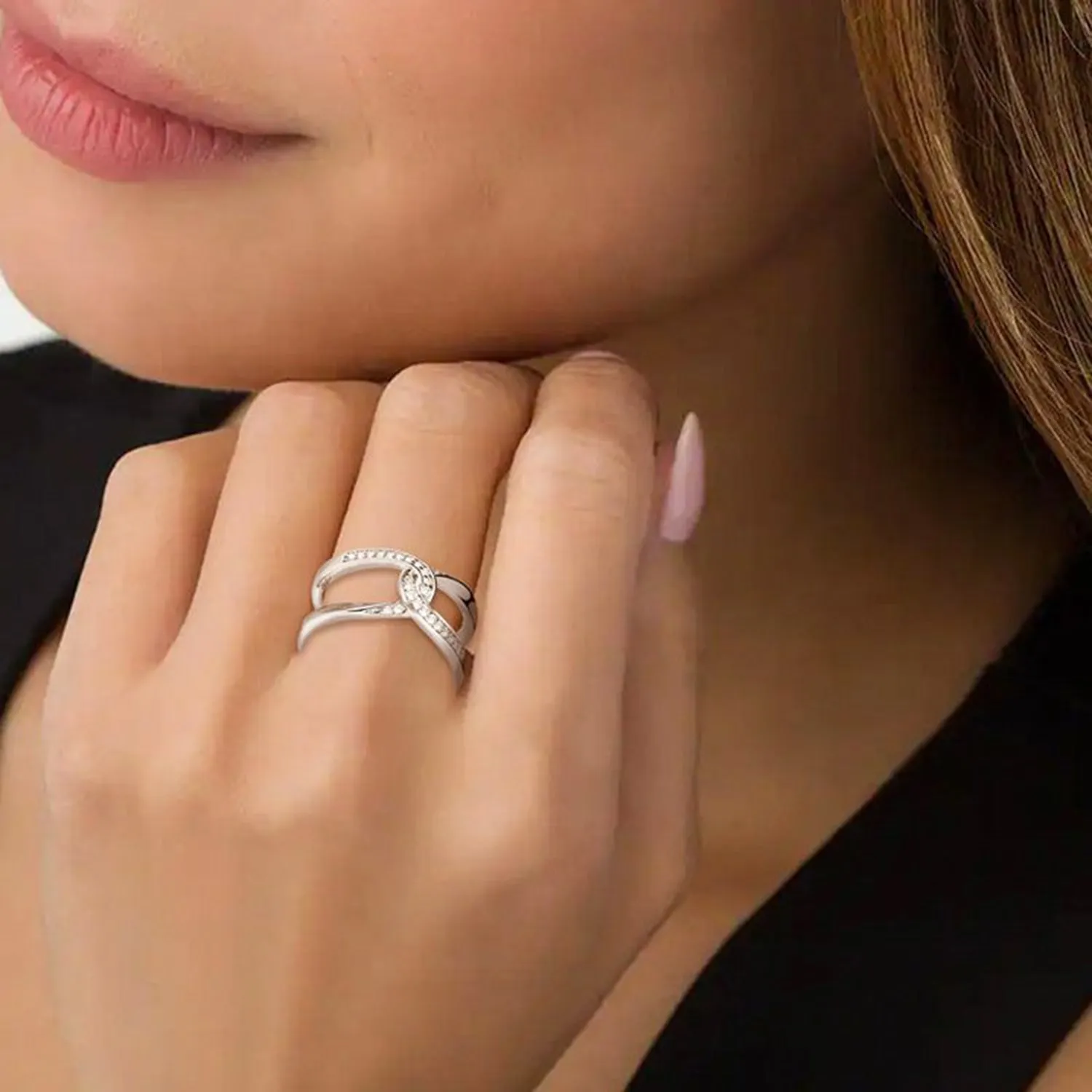 Entwined Spark Zircon Ring