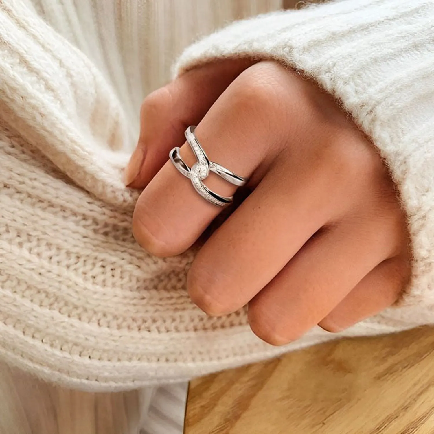 Entwined Spark Zircon Ring