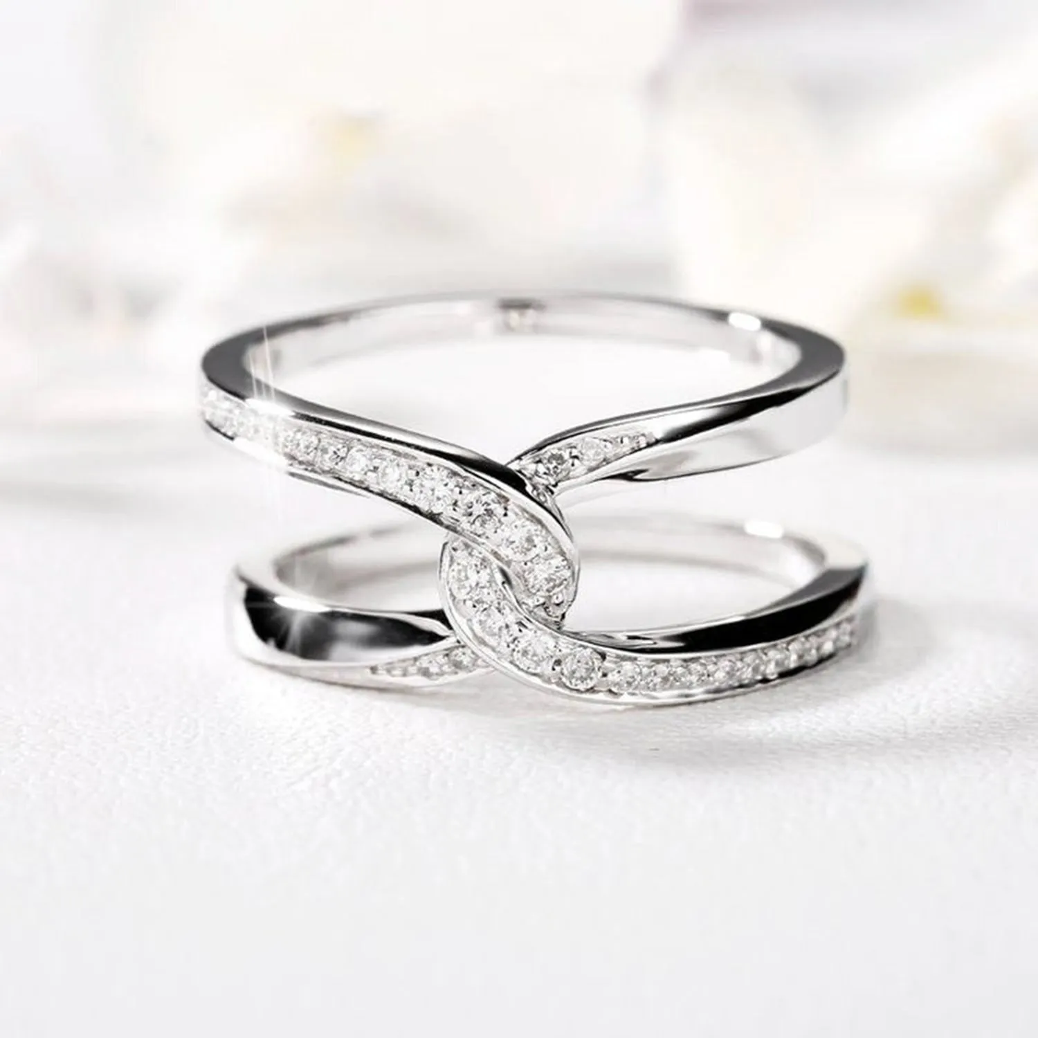 Entwined Spark Zircon Ring