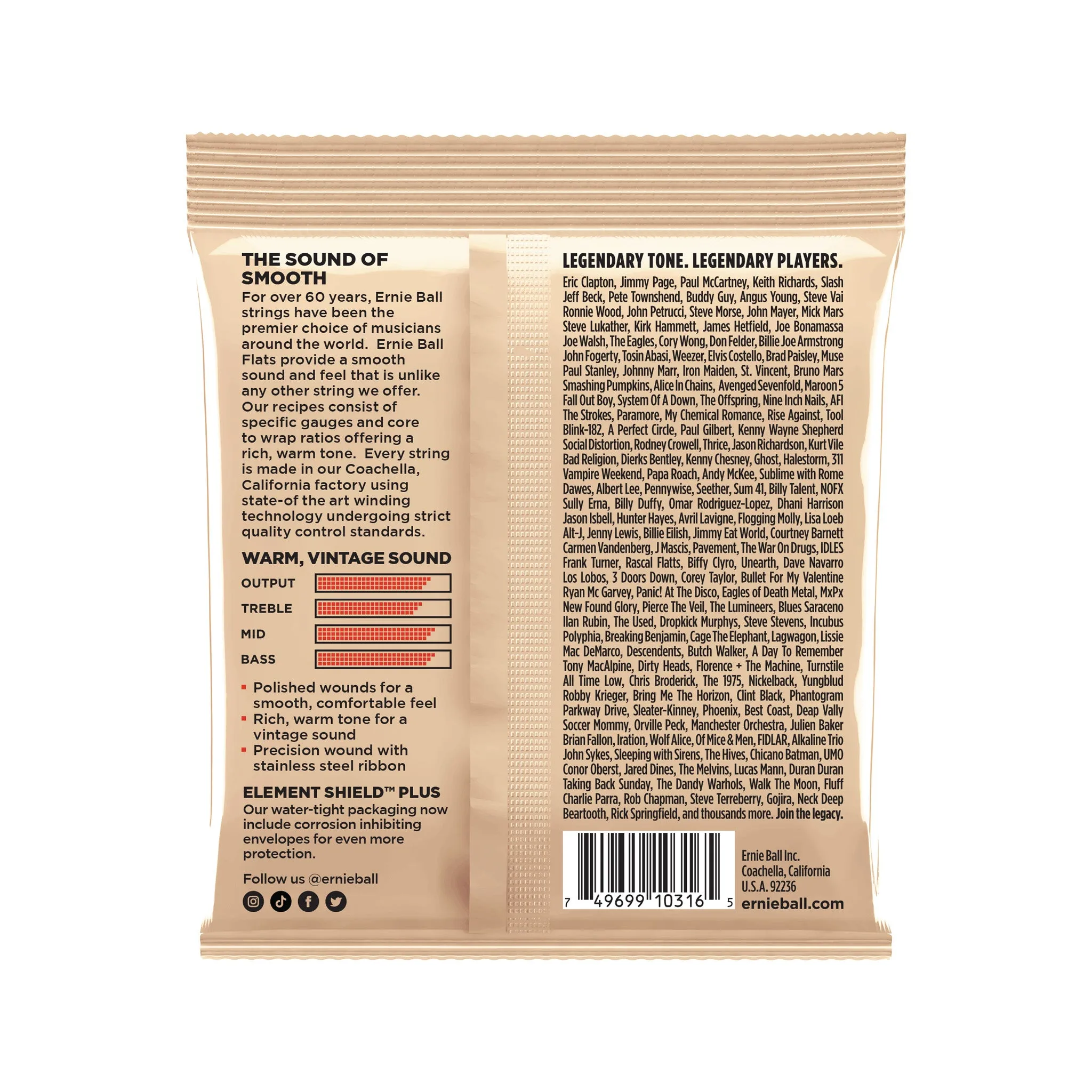 Ernie Ball Light Flatwound Electric Guitar Strings, 11-50