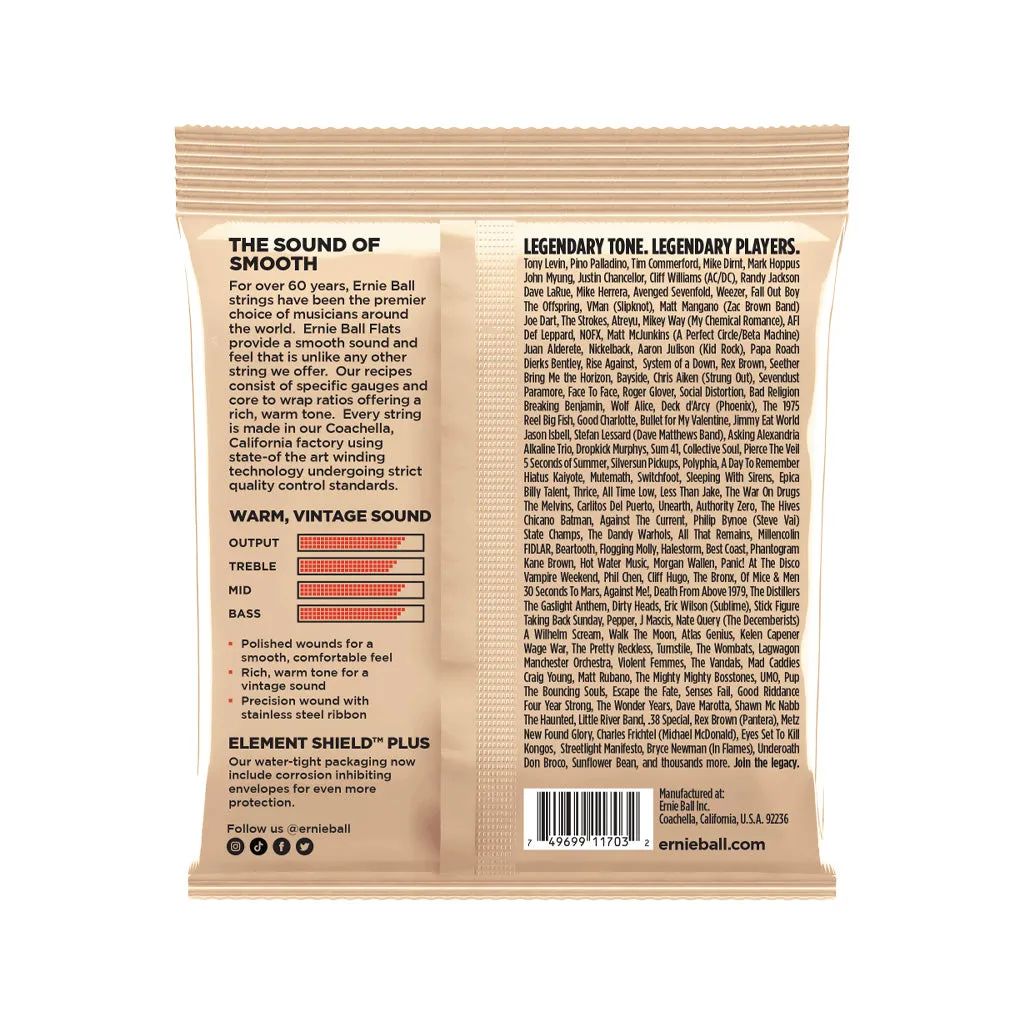 Ernie Ball Short Scale Flatwound Group 2 Electric Bass Strings, 45-105
