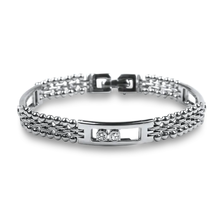 Estate 14k White Gold Sliding Diamond Bracelet