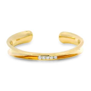 Estate 14k Yellow Gold Diamond Cuff Bracelet