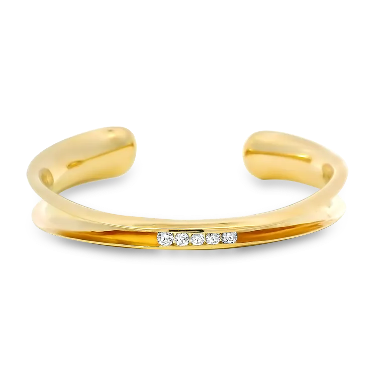 Estate 14k Yellow Gold Diamond Cuff Bracelet