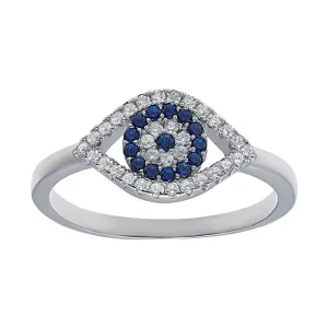Evil Eye Ring with Cubic Zirconia in Sterling Silver
