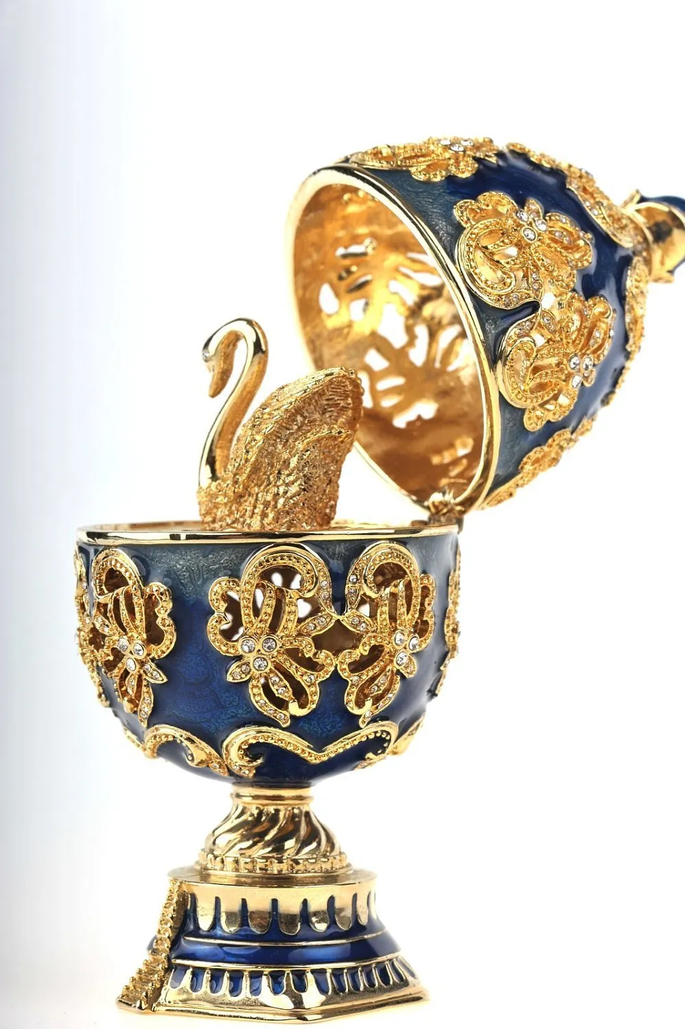 Faberge Egg with a Golden Swan