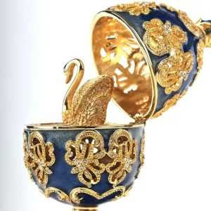 Faberge Egg with a Golden Swan