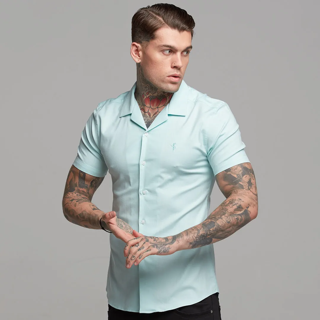 Father Sons Super Slim Stretch Revere Classic Mint Oxford Short Sleeve - FS421