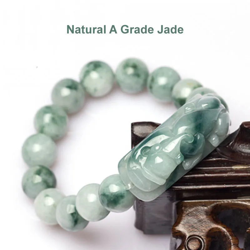 Feng Shui Authentic Natural Ice Jade Pixiu Bracelet For Men and Women