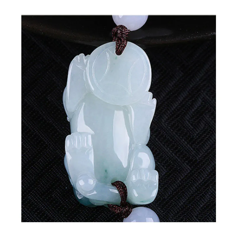 Feng Shui Natural and Authentic Ice Jace with Blue Pattern Pixiu Bracelet for Men and Women