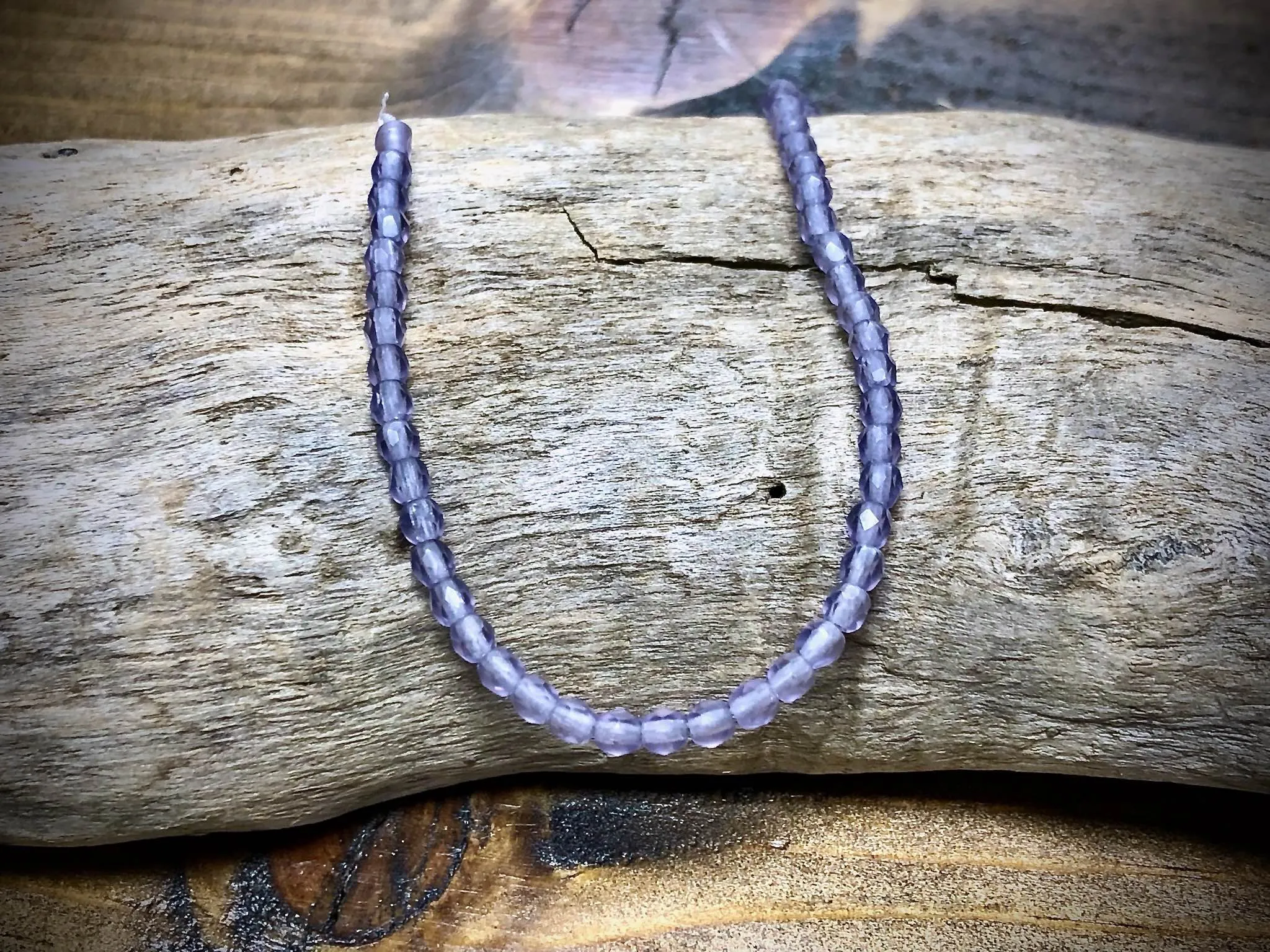 Fire Polished Beads Czech Glass Strand - Matte Transparent Purple - 3mm