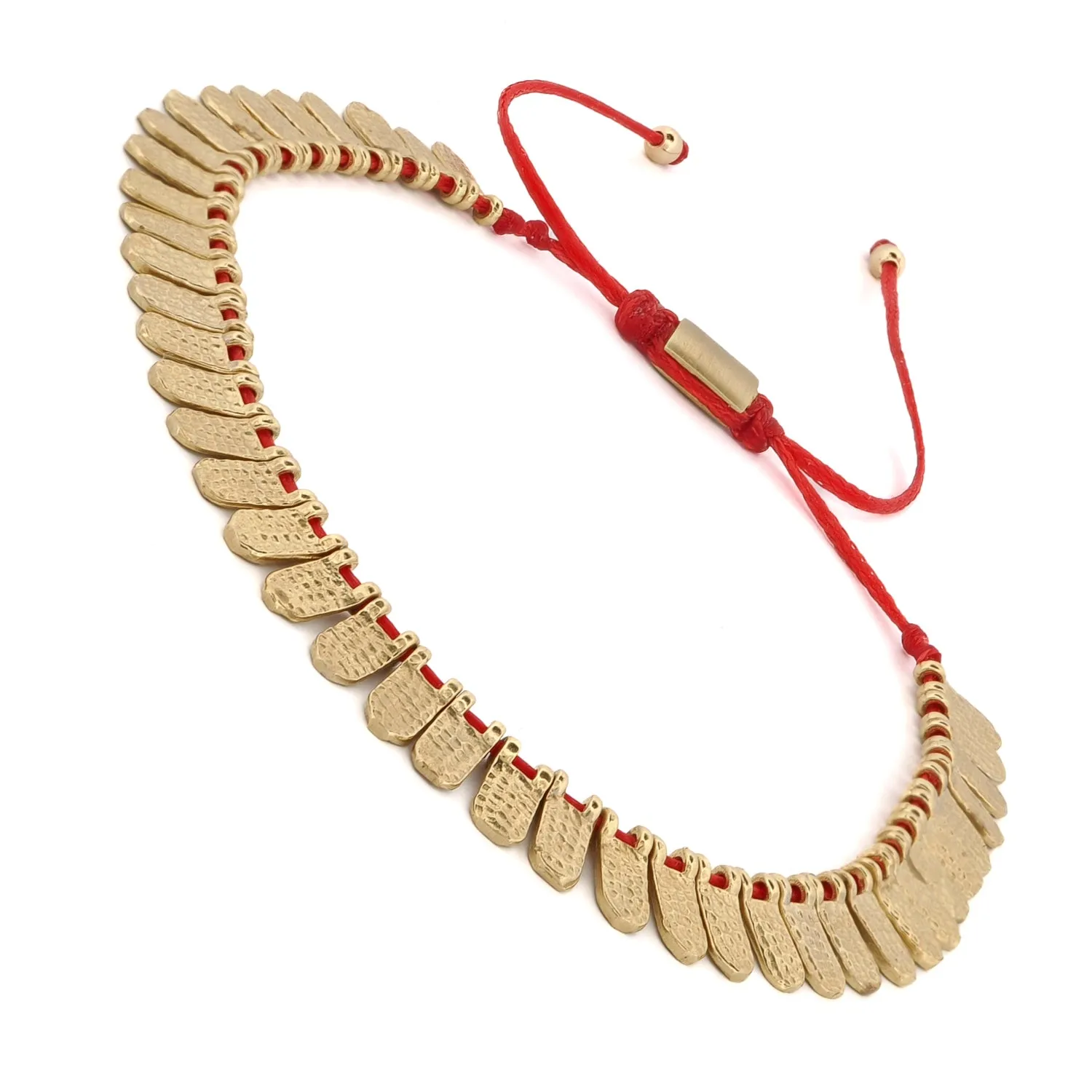 Fish Scale Red & Gold Cord Bracelet