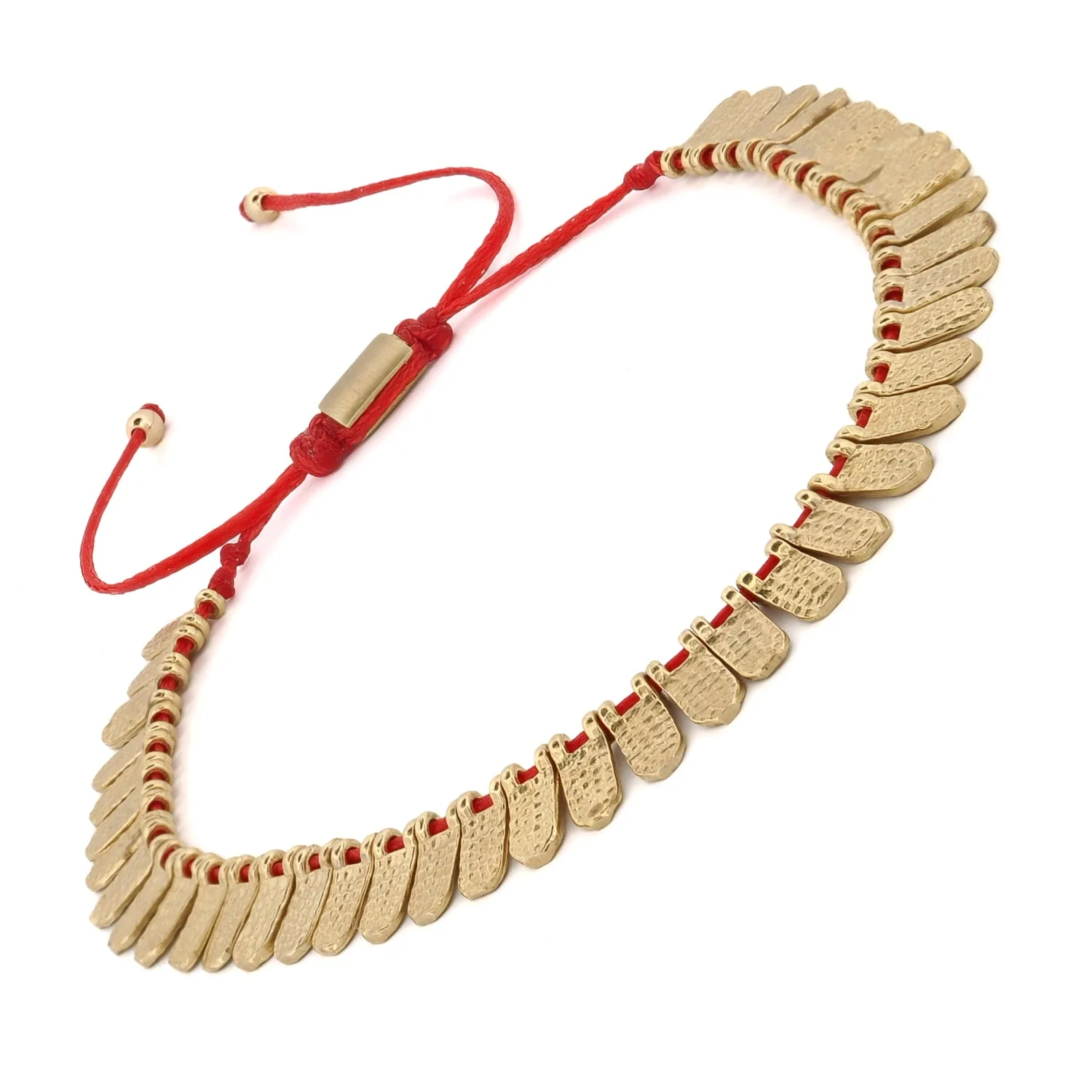 Fish Scale Red & Gold Cord Bracelet