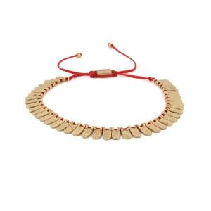 Fish Scale Red & Gold Cord Bracelet