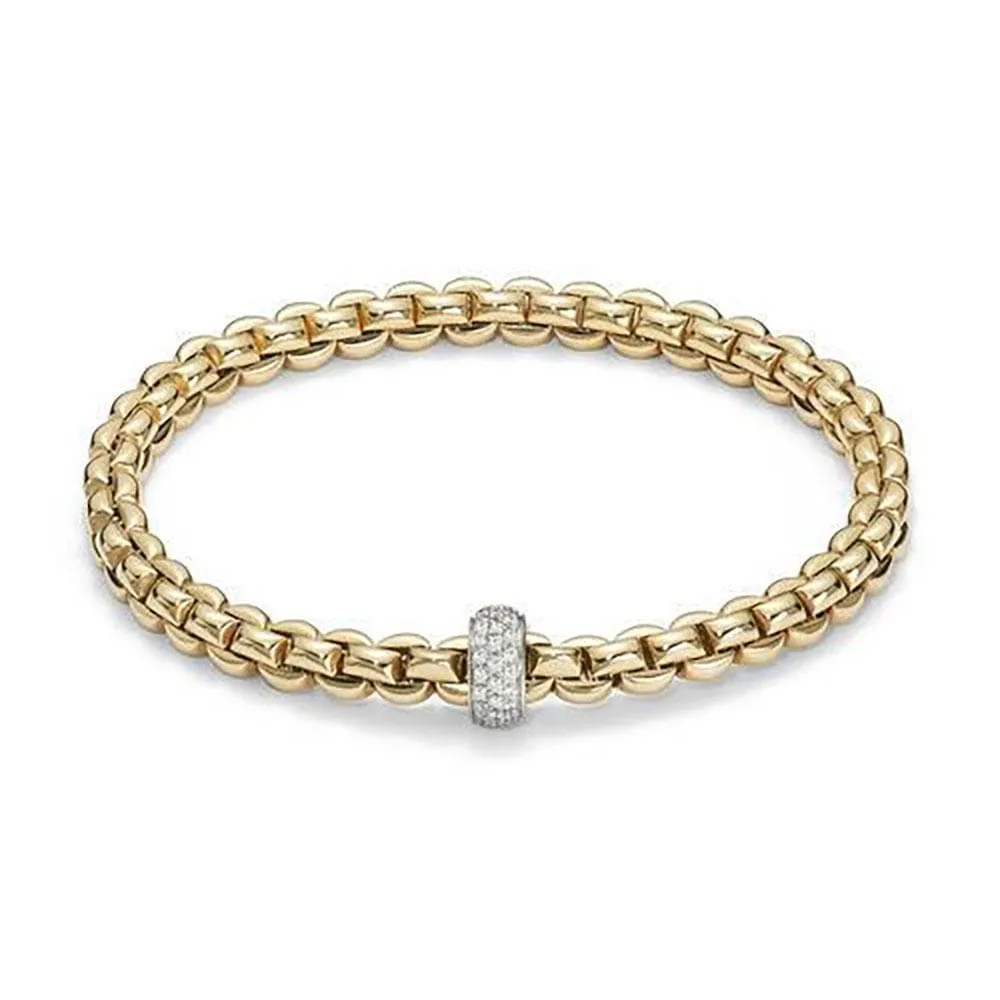 Fope Yellow Gold Eka Flex'it Bracelet with Diamonds