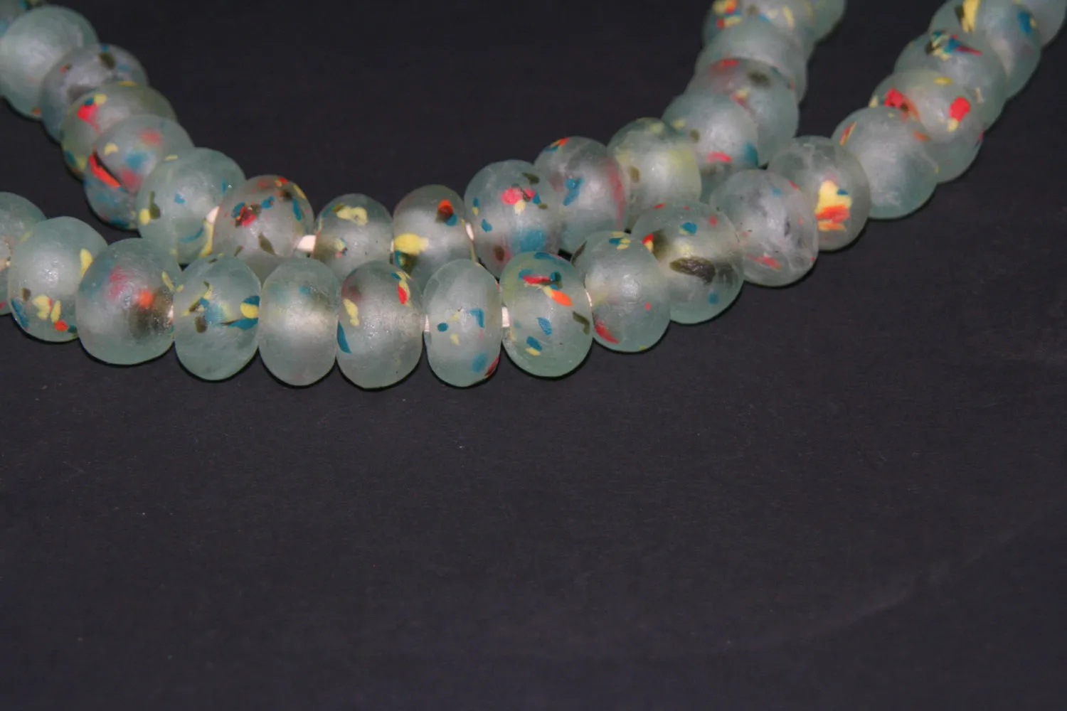 Ghana Transparent Beads Recycled Glass Vintage African Necklace