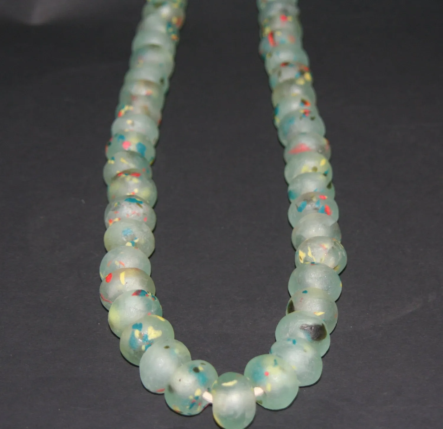 Ghana Transparent Beads Recycled Glass Vintage African Necklace