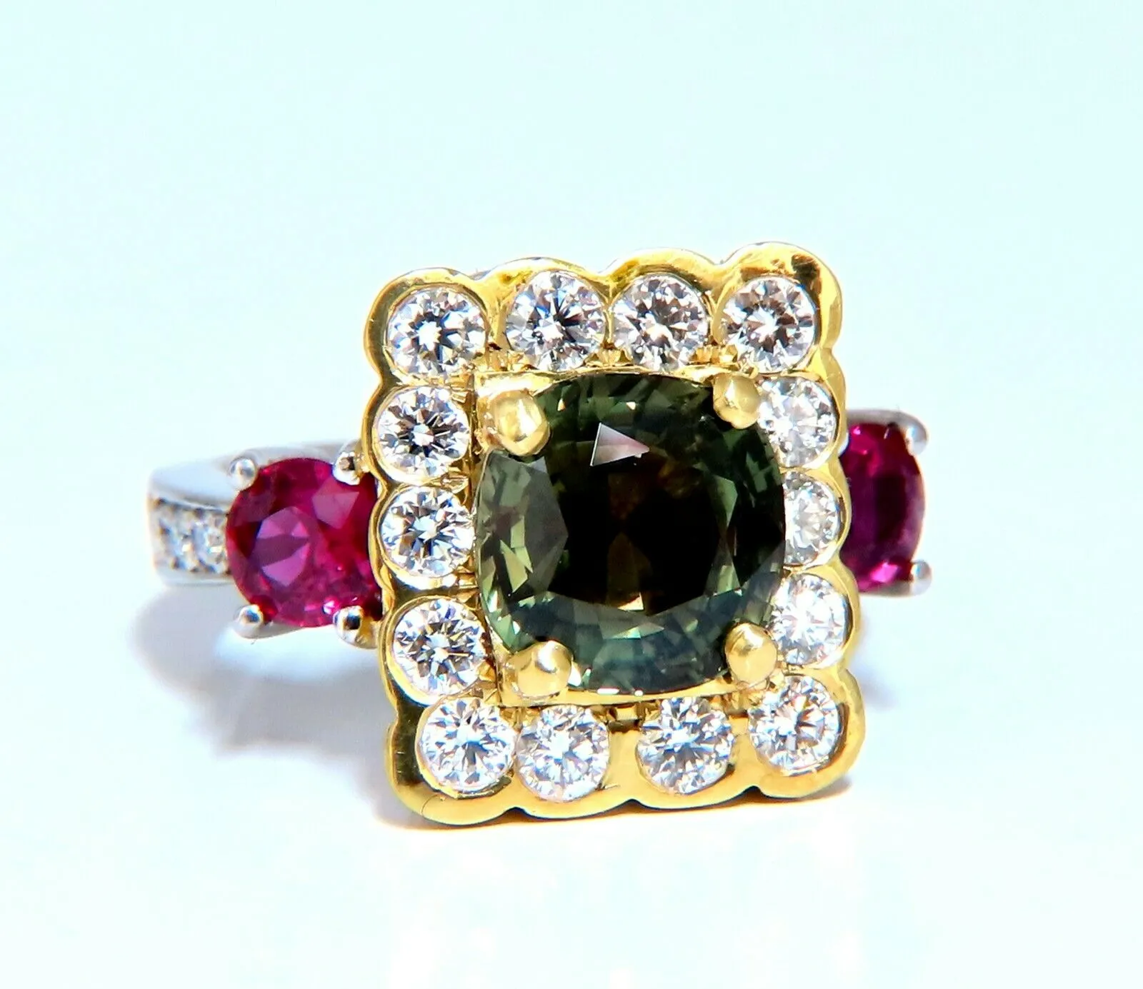 GIA Certified 3.48 carat natural color change alexandrite Ruby diamond ring