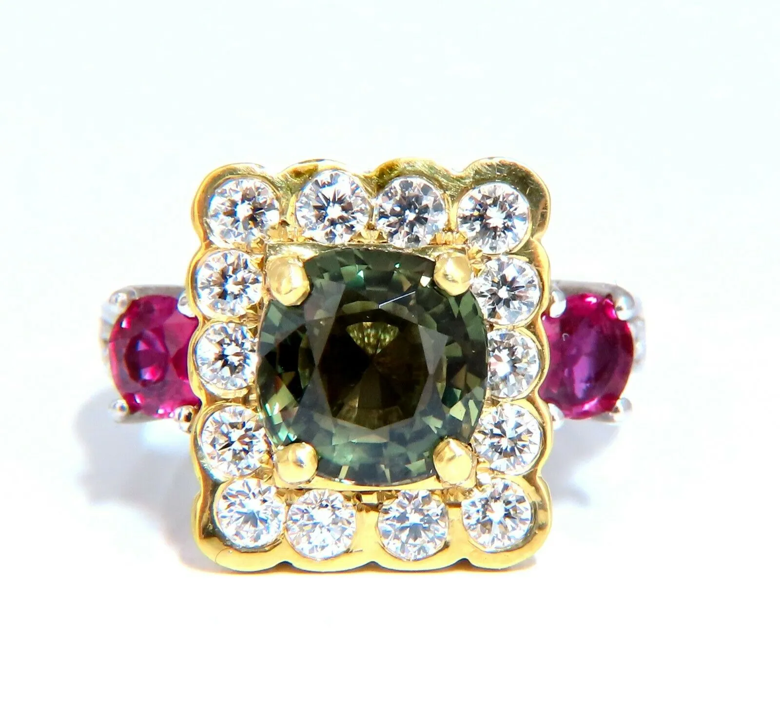 GIA Certified 3.48 carat natural color change alexandrite Ruby diamond ring