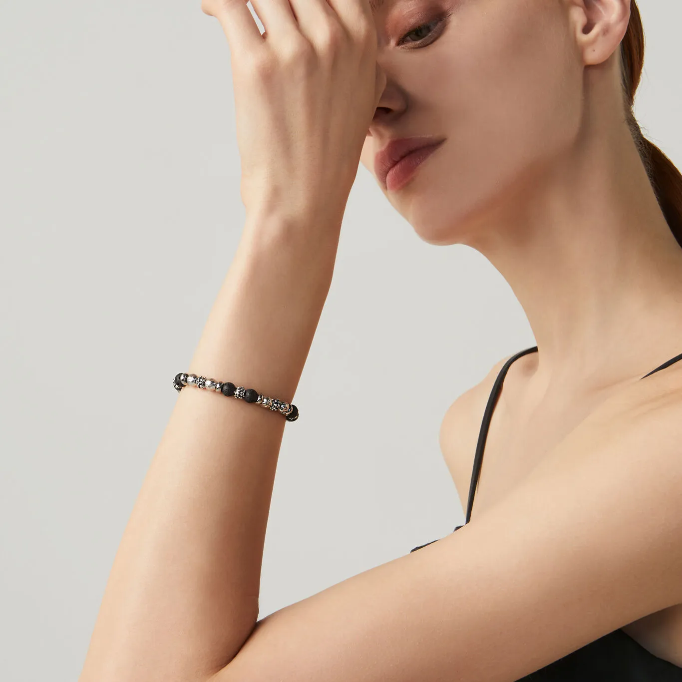 Giovanni Raspini Black Berries bracelet 925 lava stone 10490