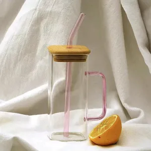 Glass Cup with Bamboo Lid (450ml)