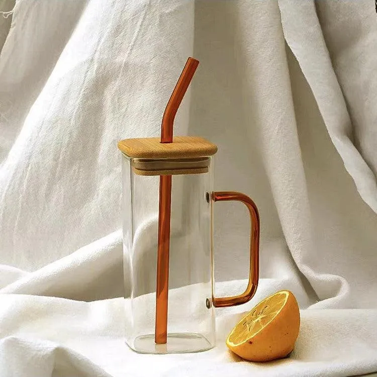 Glass Cup with Bamboo Lid (450ml)